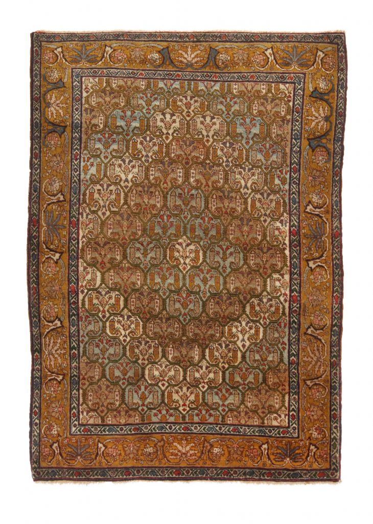 Vintage Persian Baluch Rug in Brown with Orange Medallions,
