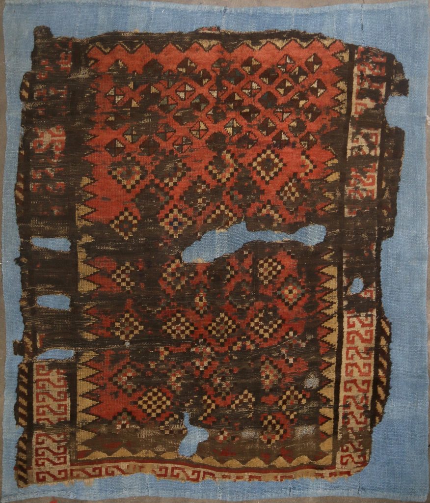 Vintage Turkish Geometric Fragment Rug in Beige, Yellow & Red - Rug & Kilim