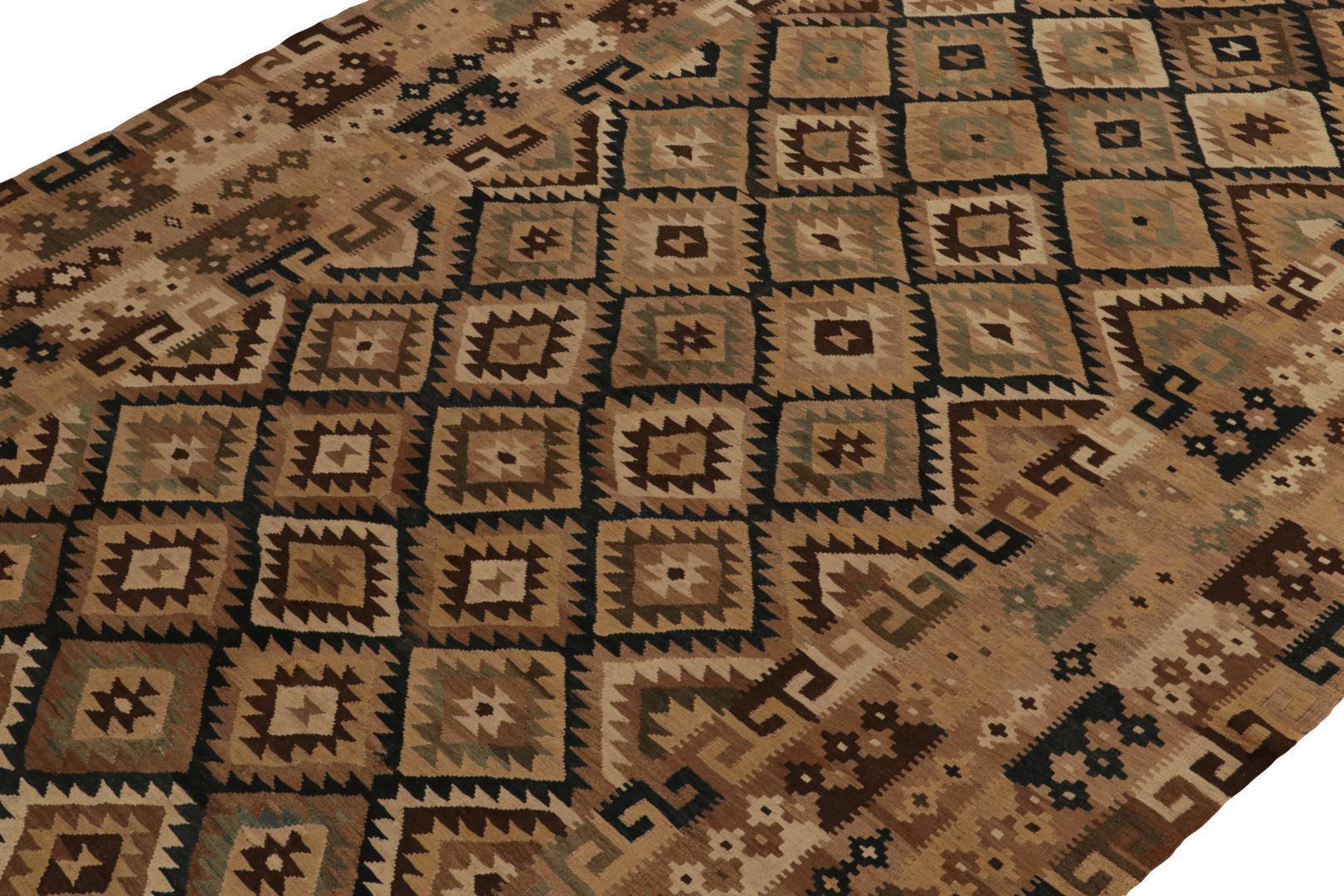 Vintage Afghani Kilim rug in Beige-Brown, Teal and Black Tribal Pattern, available at Rug & Kilim