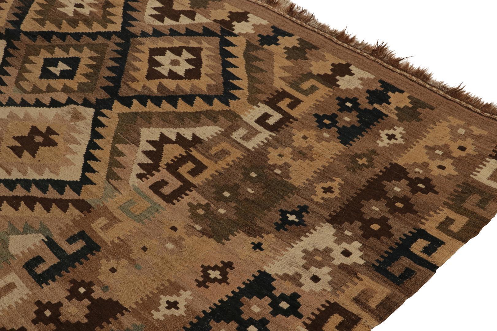 Vintage Afghani Kilim rug in Beige-Brown, Teal and Black Tribal Pattern, available at Rug & Kilim