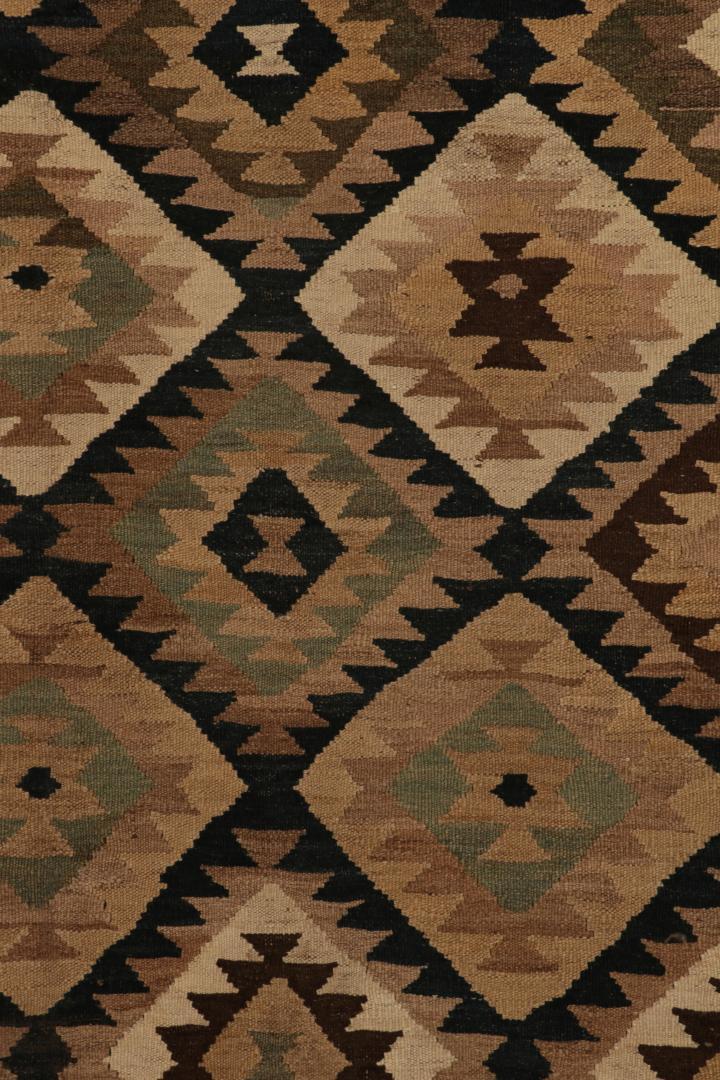 Vintage Afghani Kilim rug in Beige-Brown, Teal and Black Tribal Pattern, available at Rug & Kilim