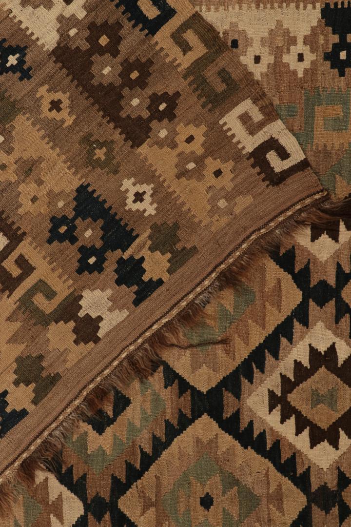 Vintage Afghani Kilim rug in Beige-Brown, Teal and Black Tribal Pattern, available at Rug & Kilim