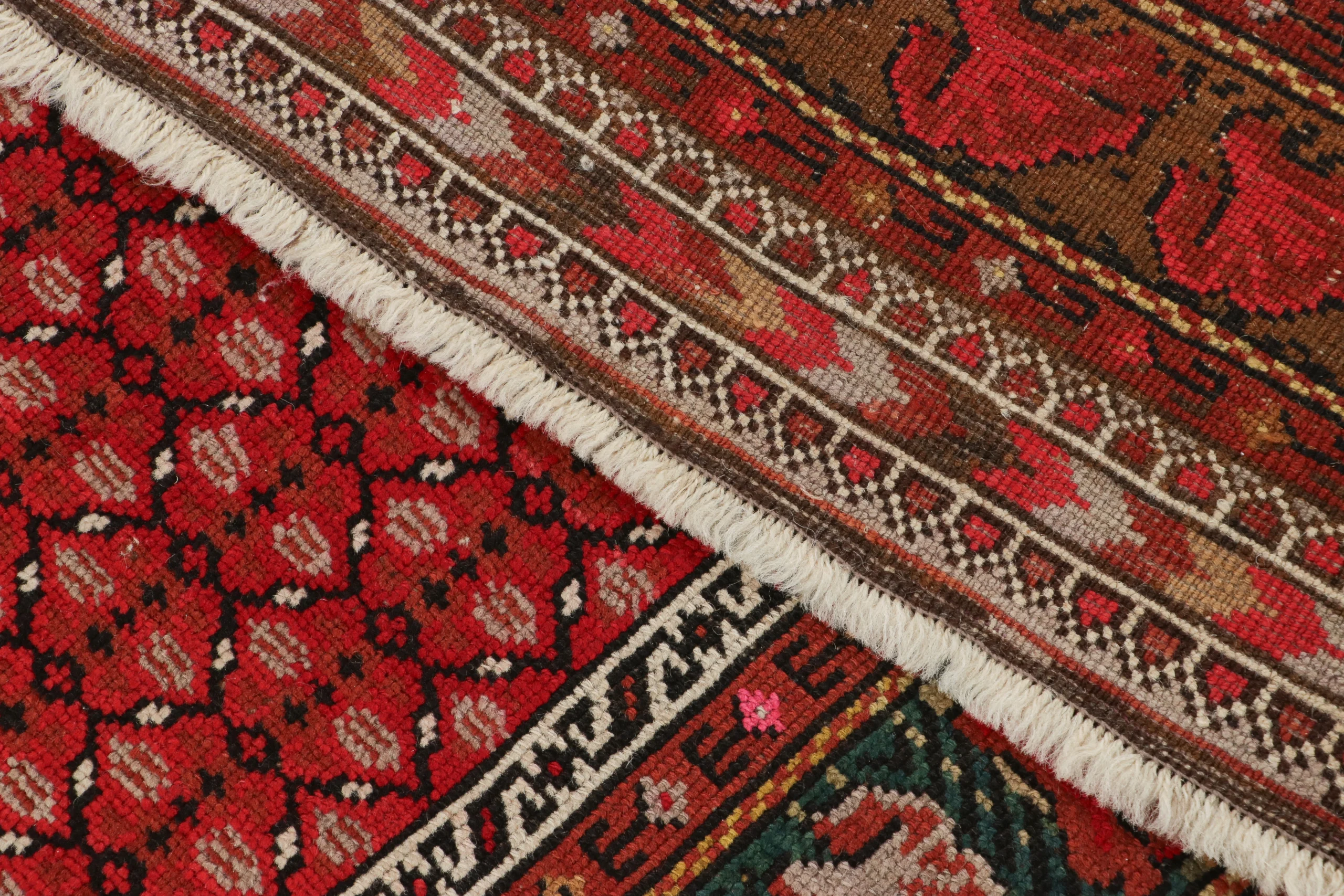Antique Turkish Rug, Red Geometric-Floral