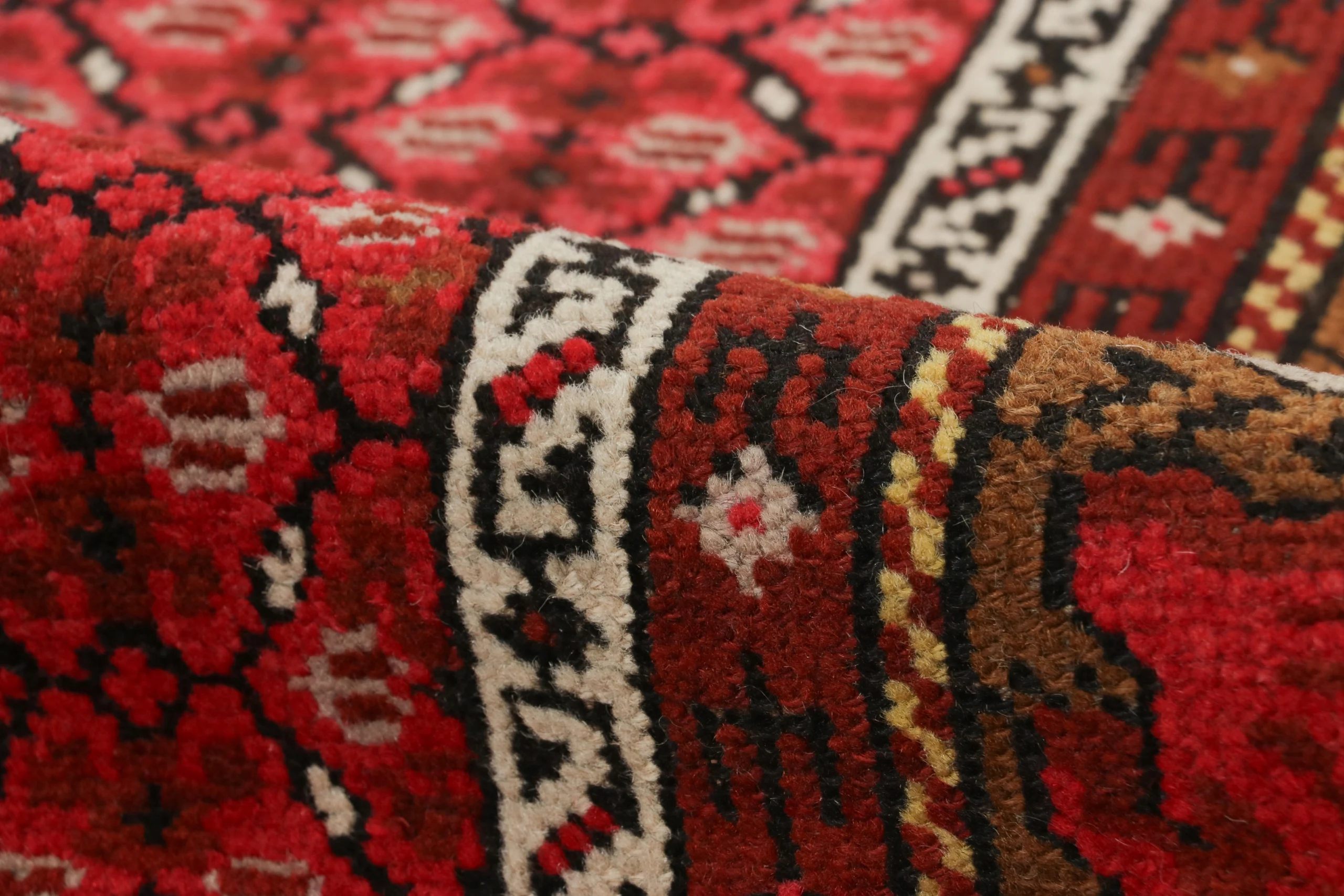 Antique Turkish Rug, Red Geometric-Floral