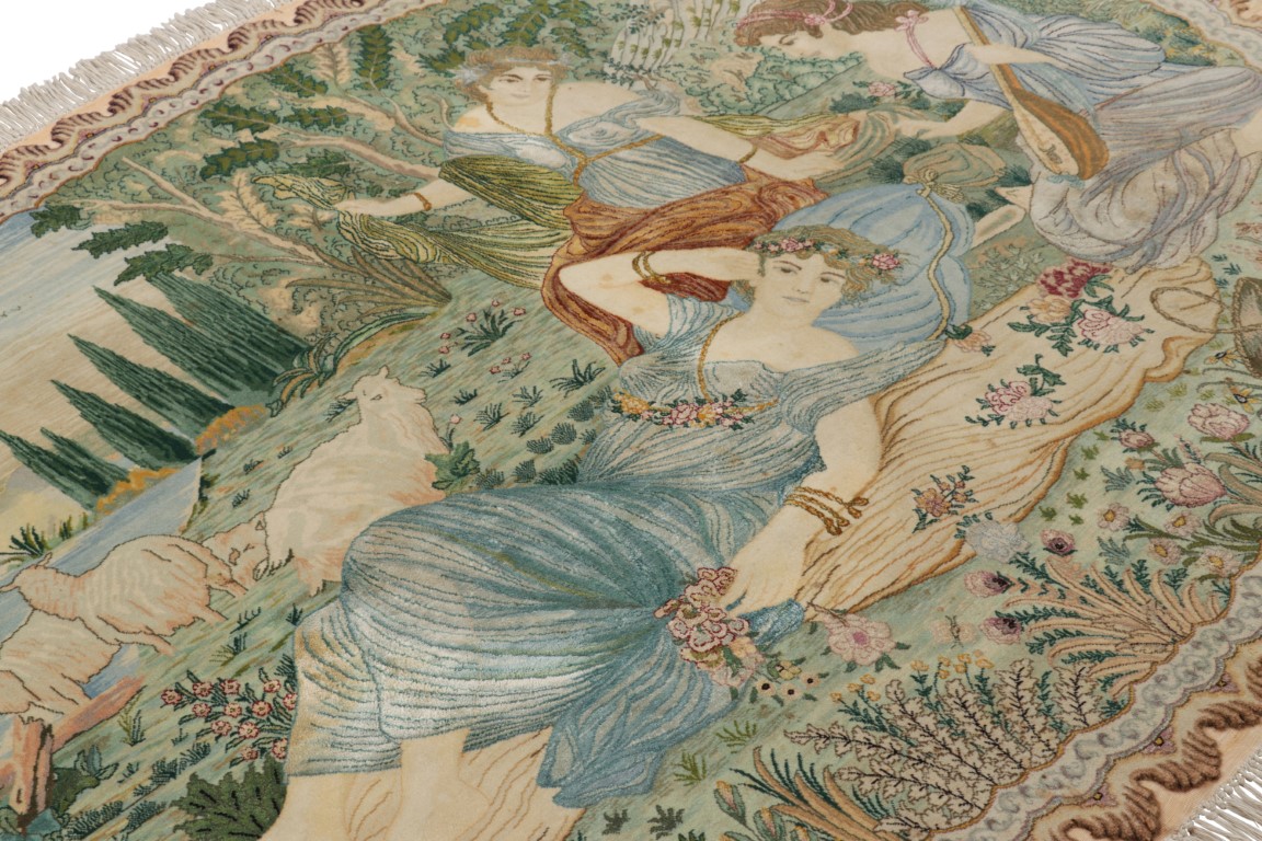 Vintage Persian Tabriz Oval Rug