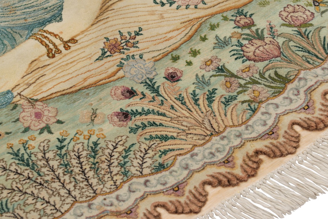 Vintage Persian Tabriz Oval Rug