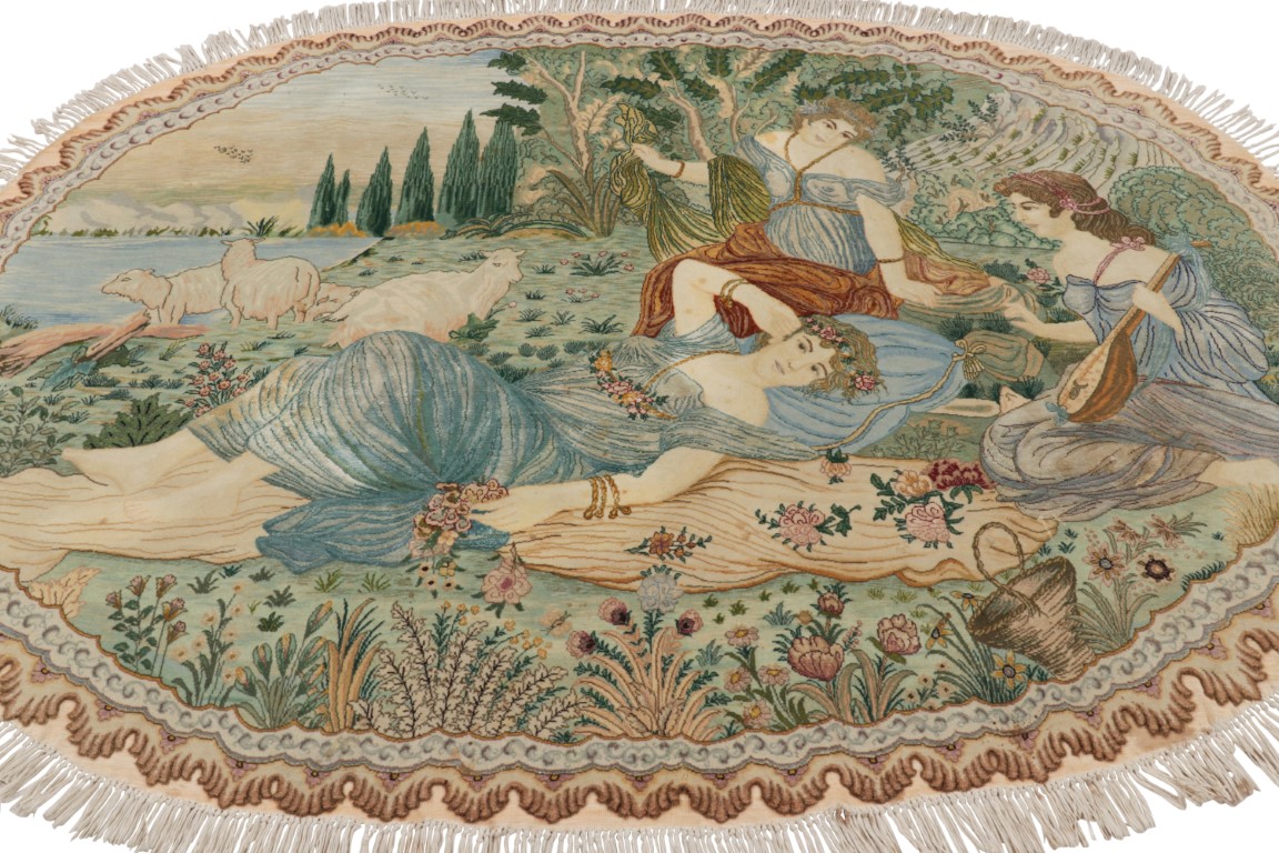 Vintage Persian Tabriz Oval Rug