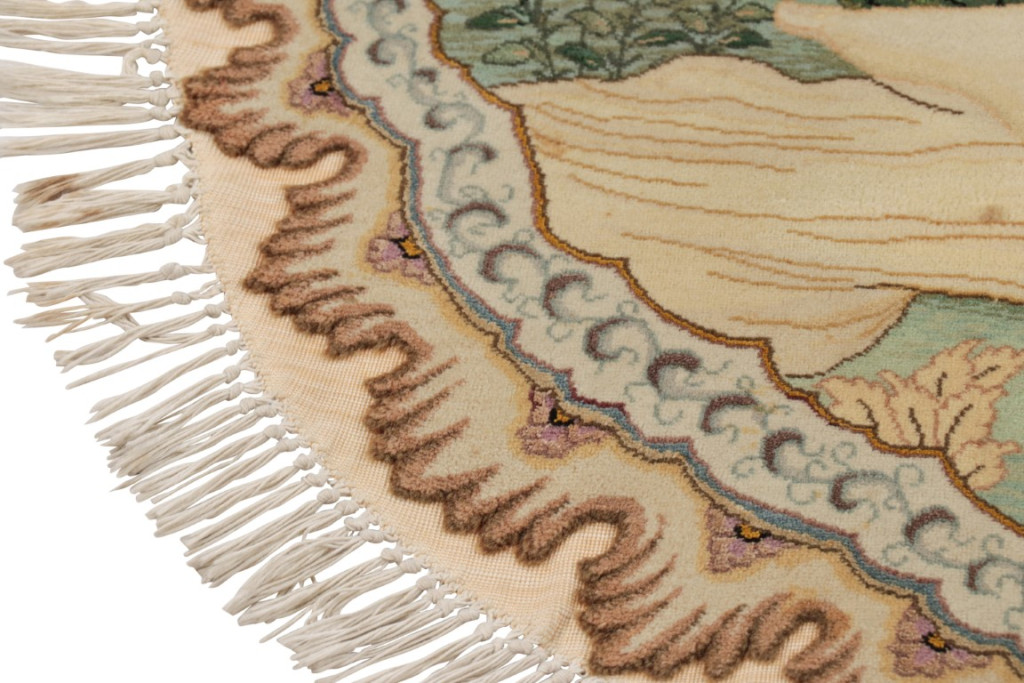 Vintage Persian Tabriz Oval Rug