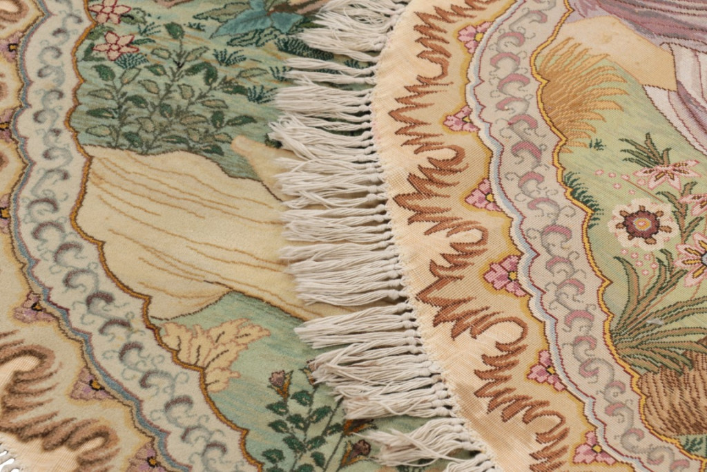 Vintage Persian Tabriz Oval Rug