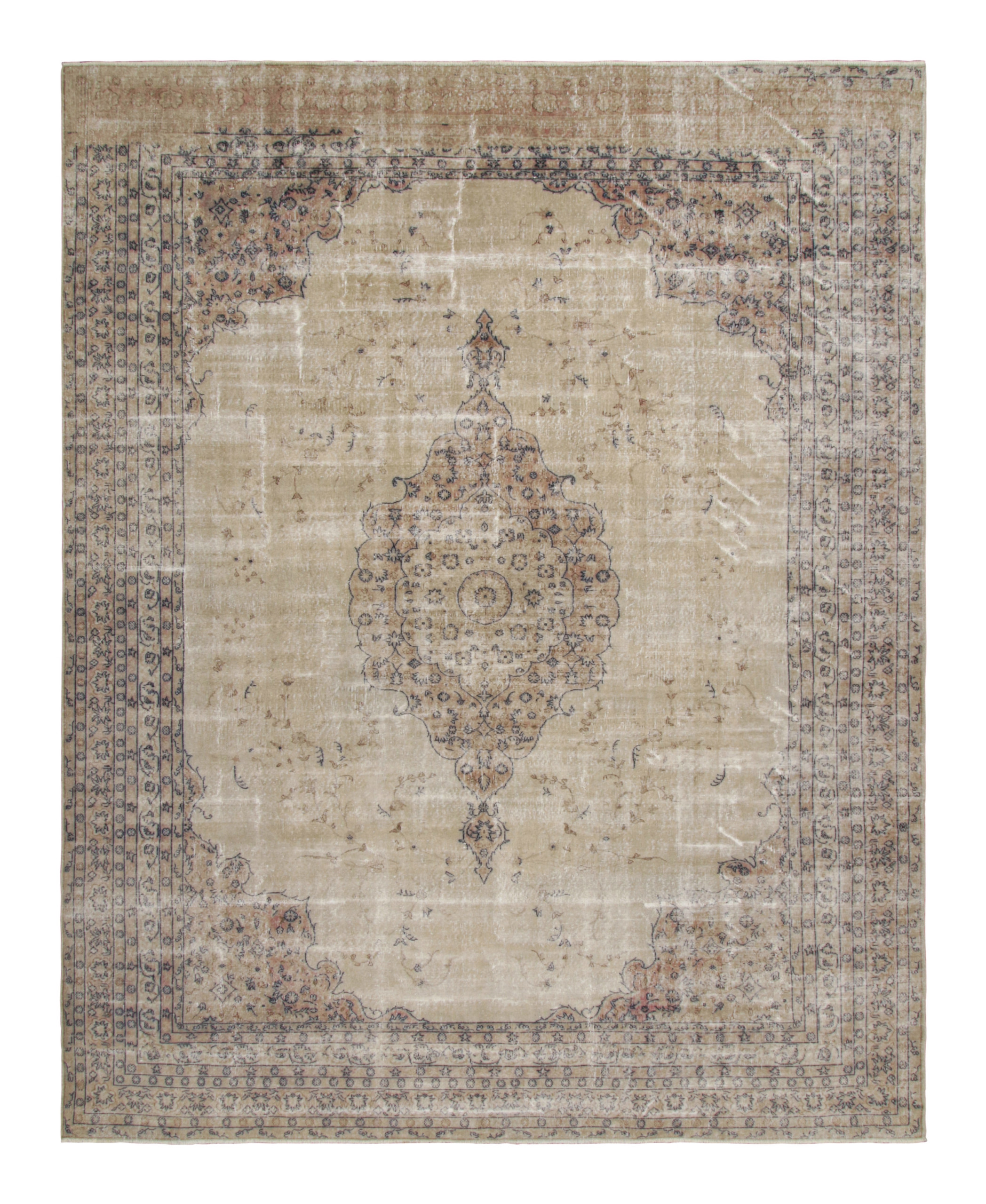 Antique Turkish Kayseri Rug, Brown with Florals
