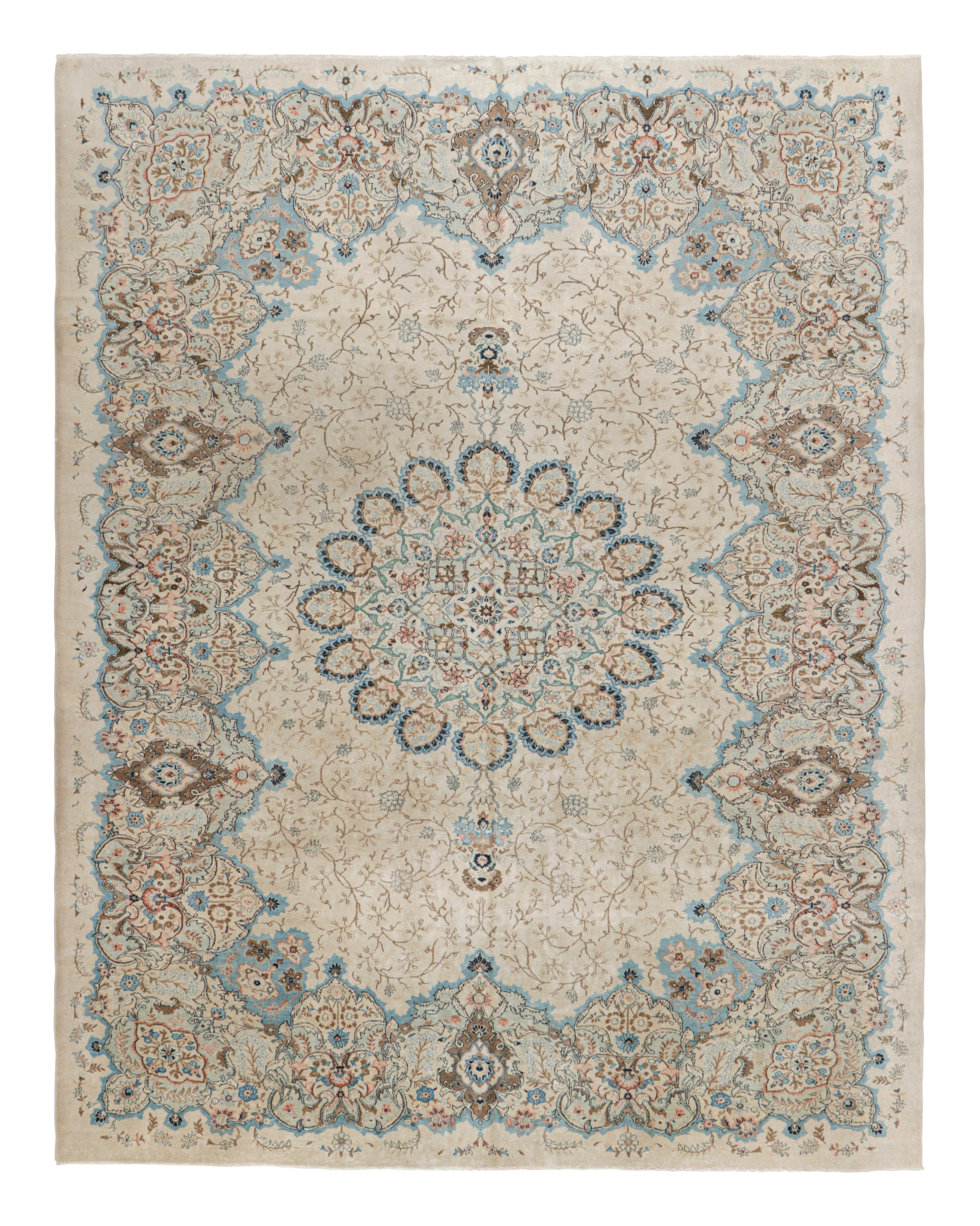 Vintage Kashan Persian Floral Rug