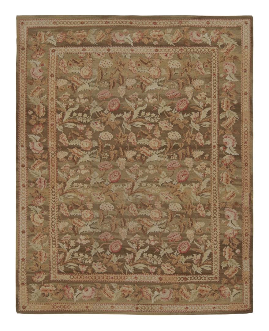 Aubusson Style Flatweave Rug with Floral Patterns