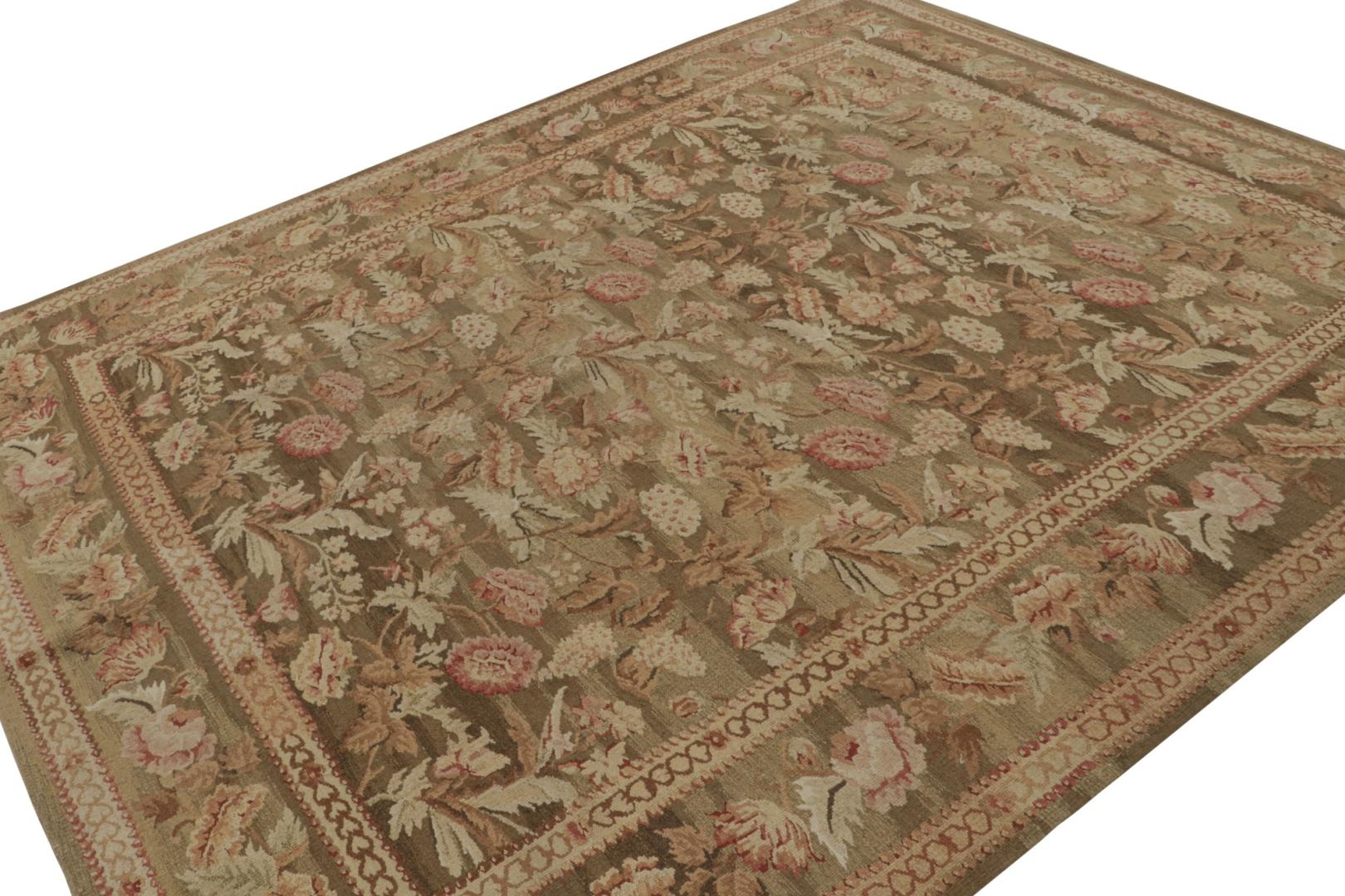 Aubusson Style Flatweave Rug with Floral Patterns