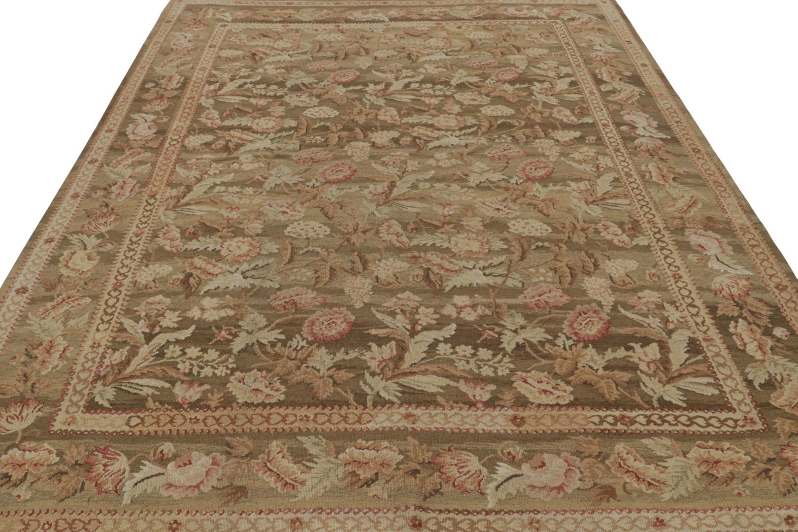 Aubusson Style Flatweave Rug with Floral Patterns