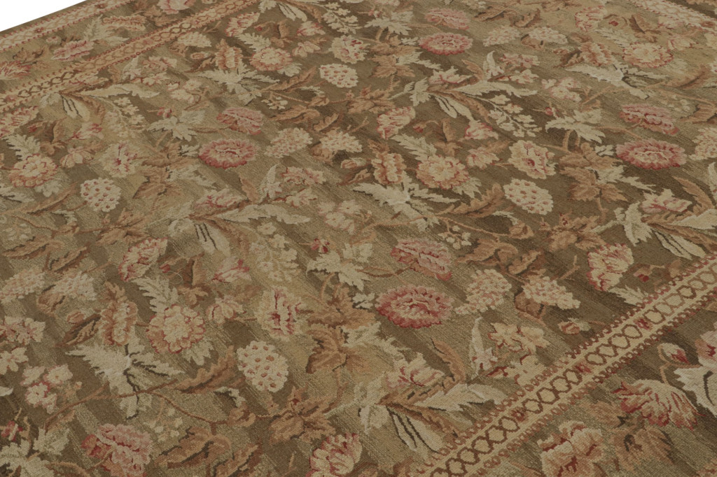 Aubusson Style Flatweave Rug with Floral Patterns