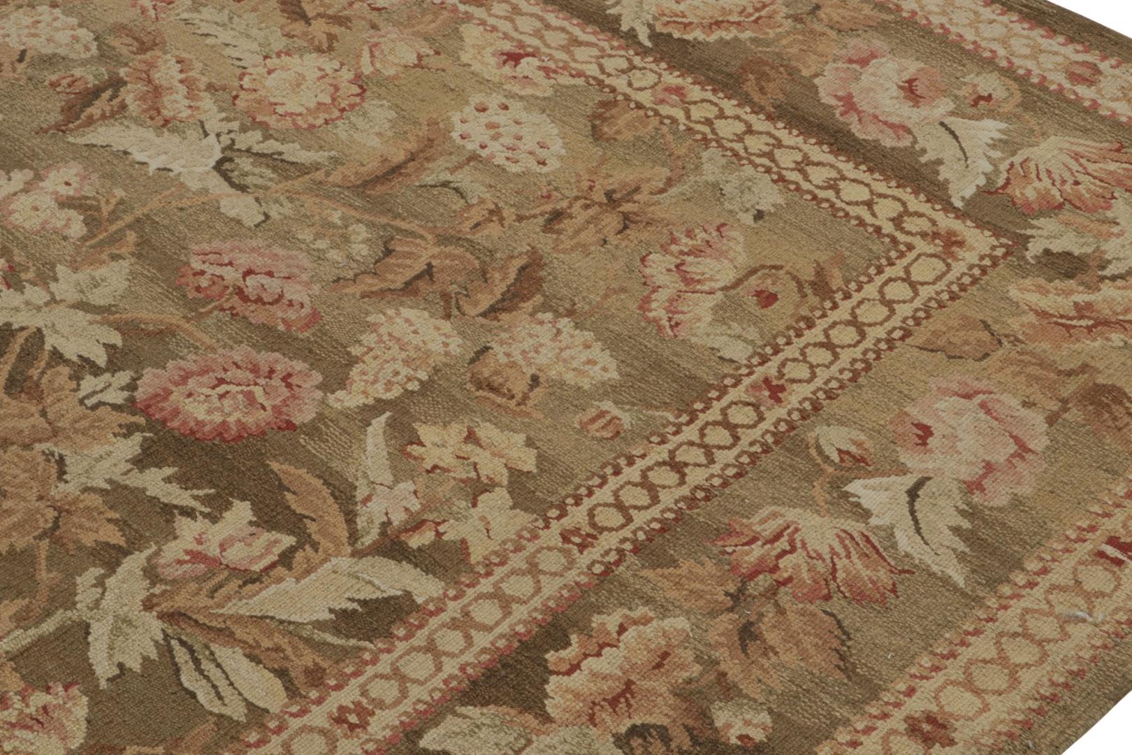 Aubusson Style Flatweave Rug with Floral Patterns