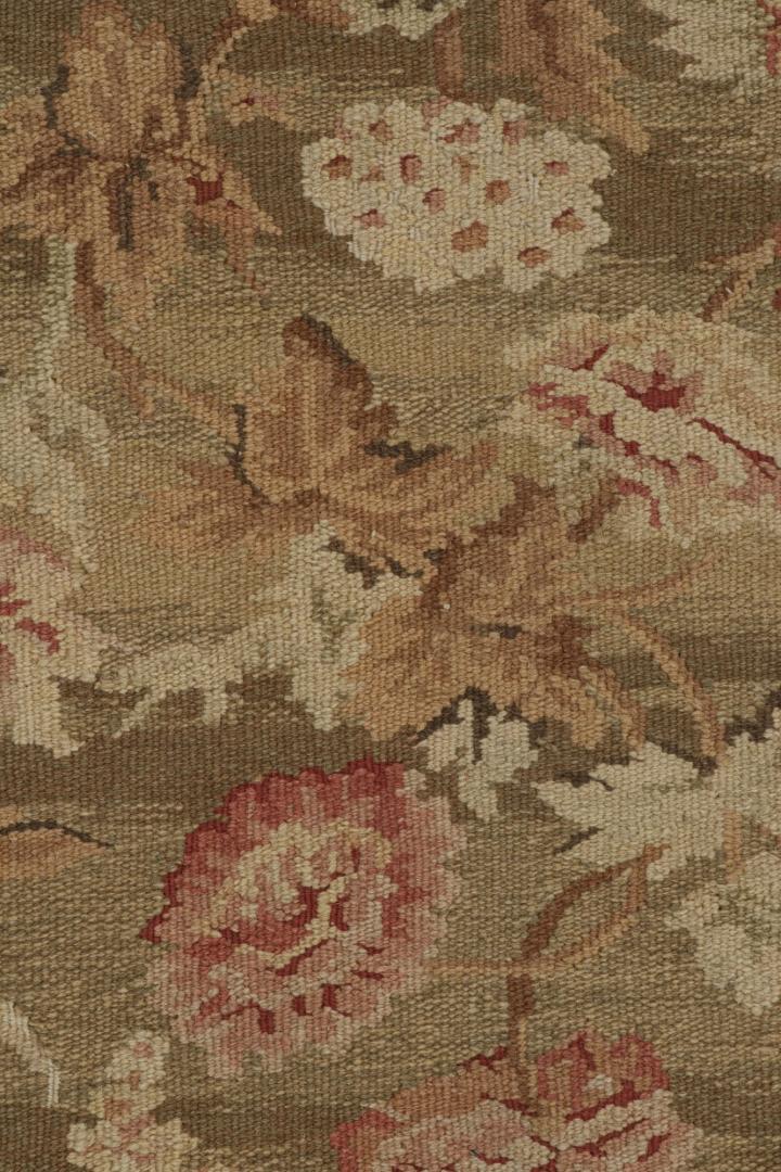 Aubusson Style Flatweave Rug with Floral Patterns
