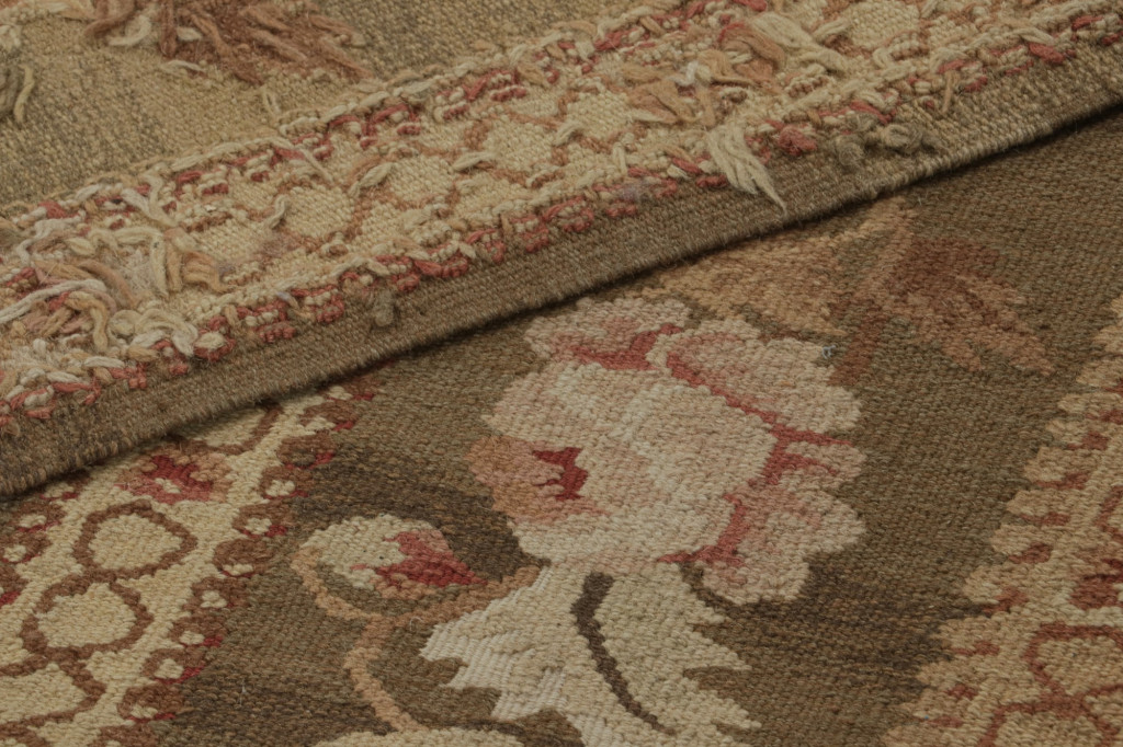 Aubusson Style Flatweave Rug with Floral Patterns