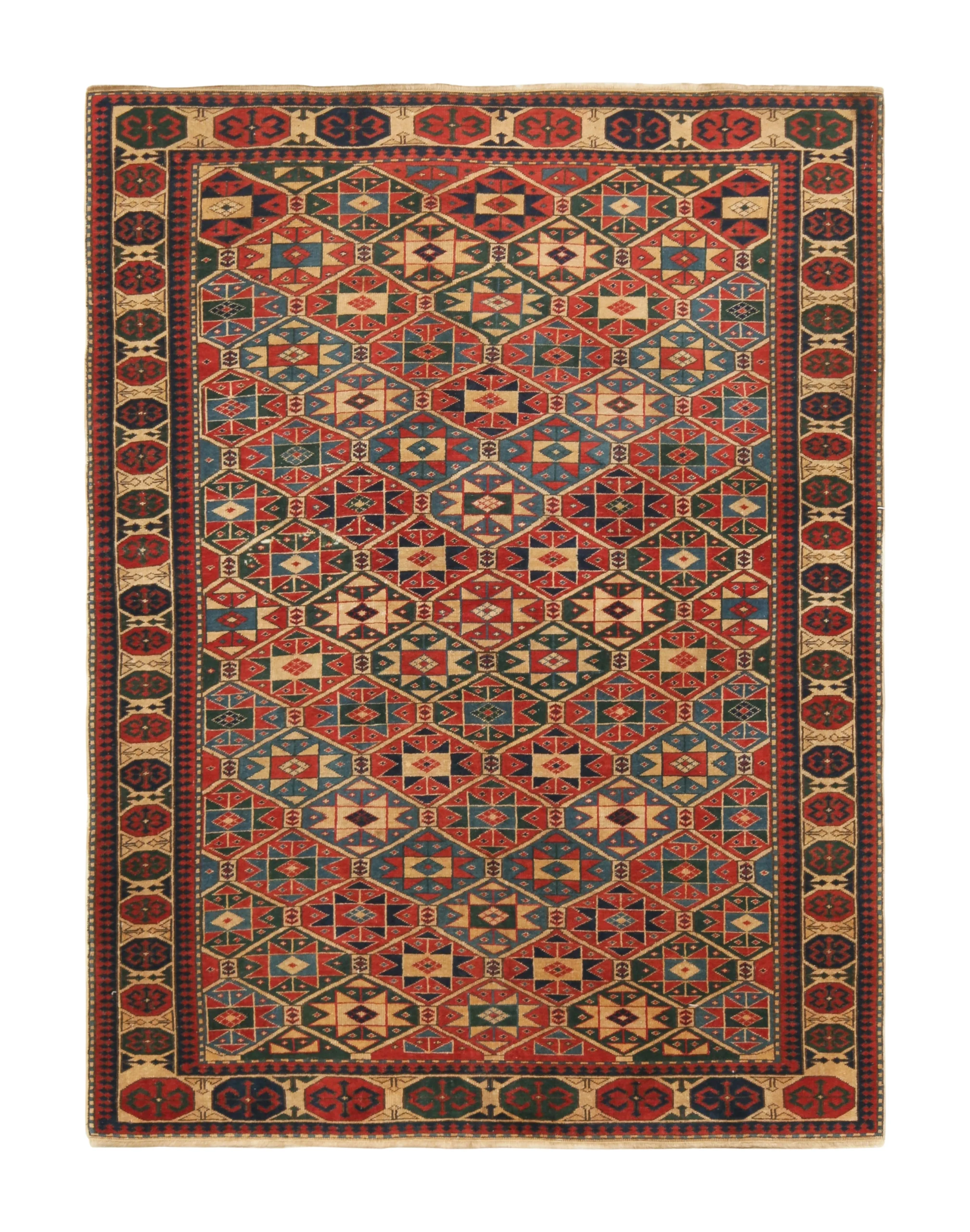 Antique Kazak Geometric Rug