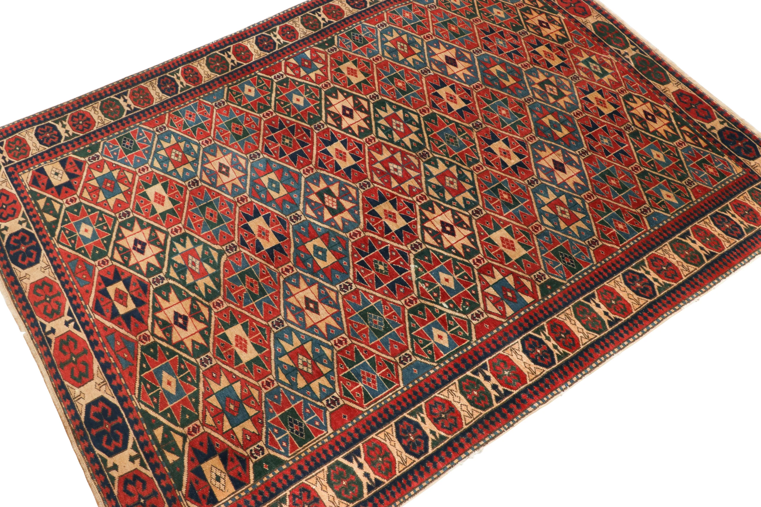 Antique Kazak Geometric Rug