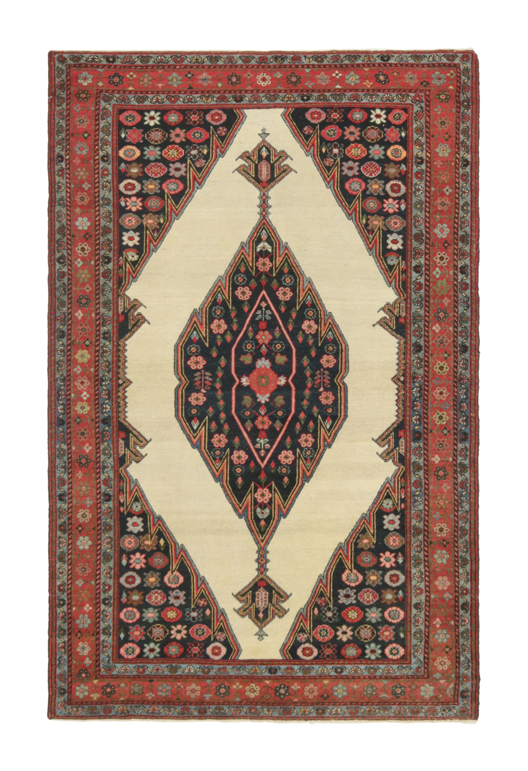 Antique Mazlaghan Geometric Rug