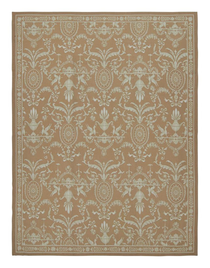 Aubusson Style Flatweave Rug in Brown
