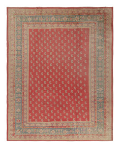 Antique Oushak Rug in Red with Intricate Paisley Patterns - Rug & Kilim
