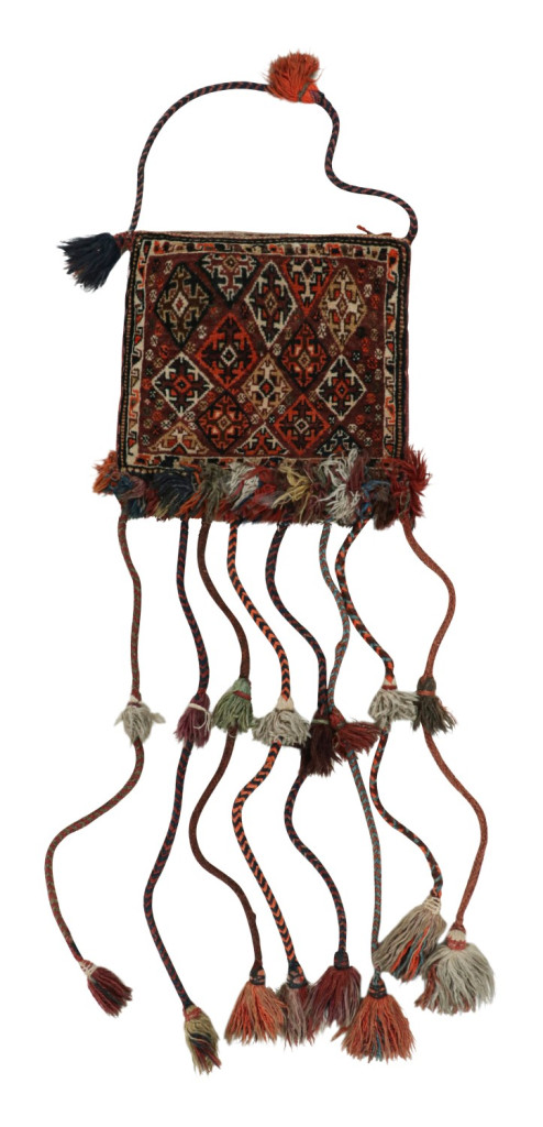 Antique Persian Tribal Salt Bag with Geometric Patterns, from Rug & Kilim