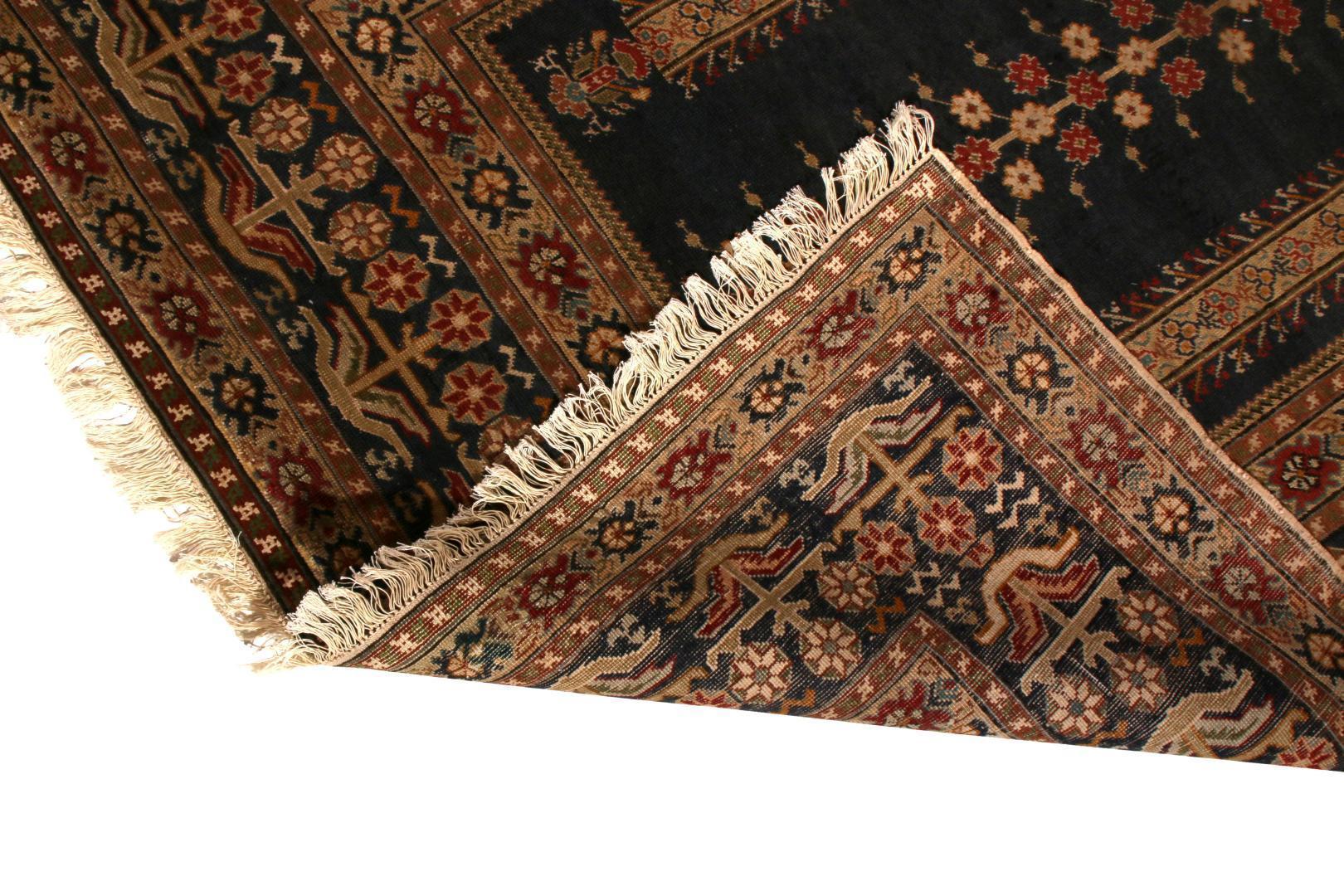 Antique Ghiordes Rug Brown Black Mihrab