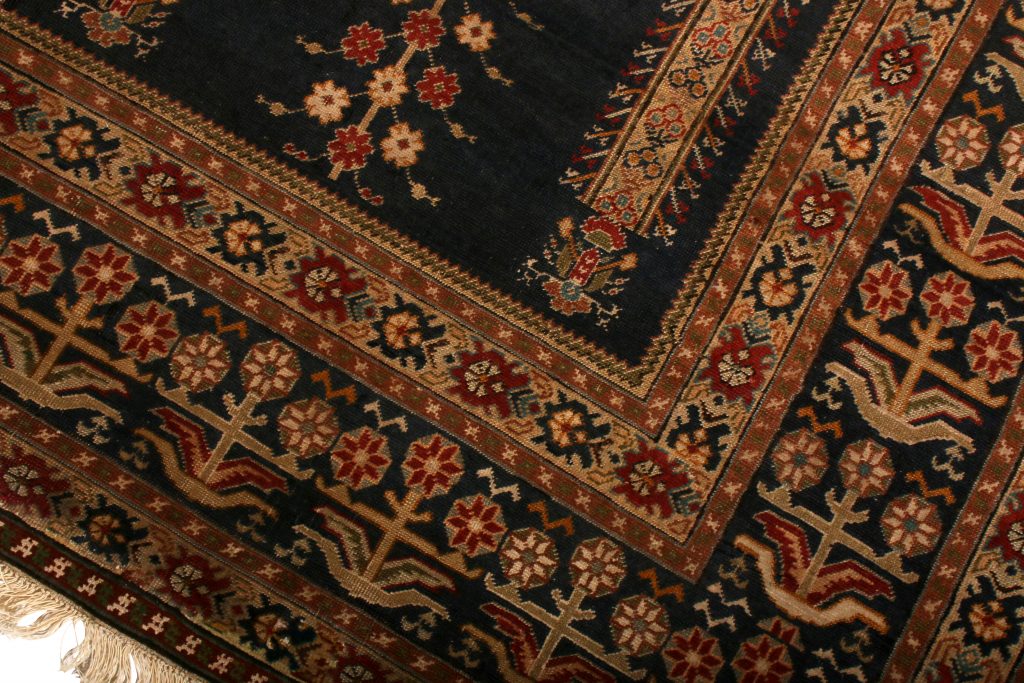 Antique Ghiordes Rug Brown Black Mihrab