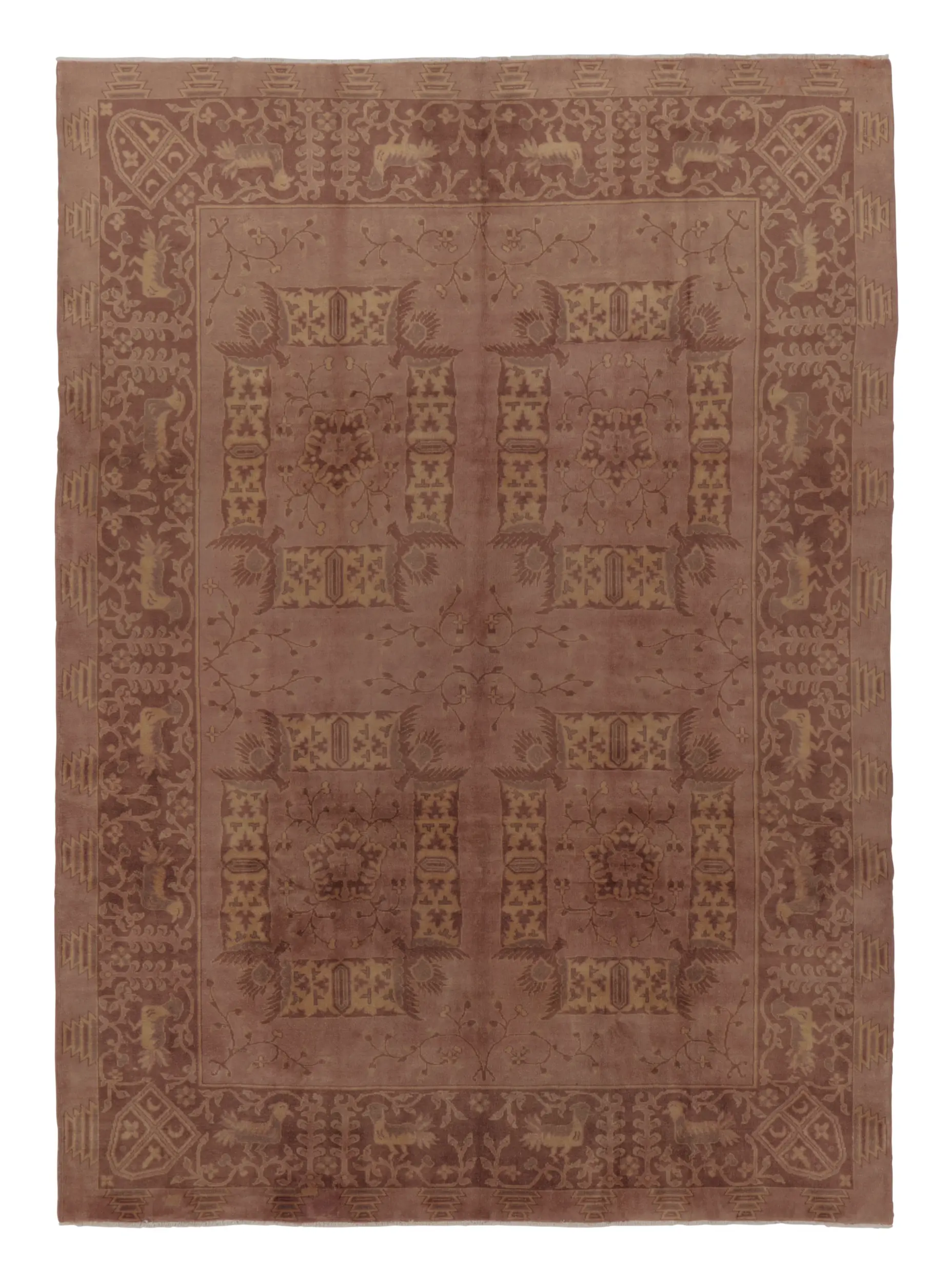 Antique Samarkand Rug, Mauve with Pictorials