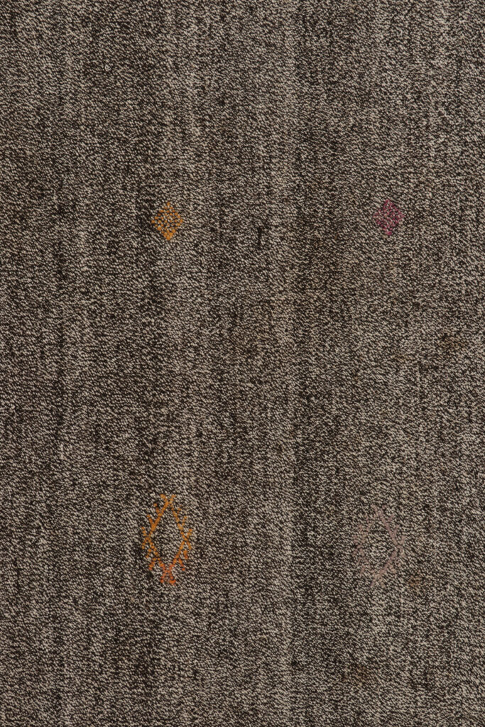 Vintage Turkish Kilim rug in Gray Solid Striae, Subdued Multihued Embroidery, available at Rug & Kilim
