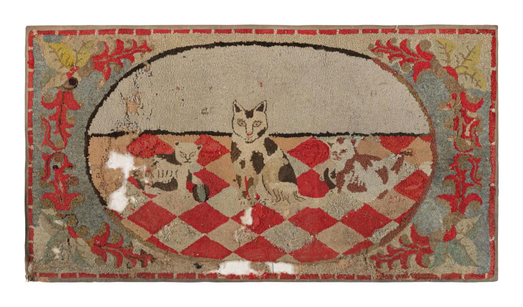 Antique Hooked Rug with Animal Pictorials and Floral Patterns, from Rug & Kilim