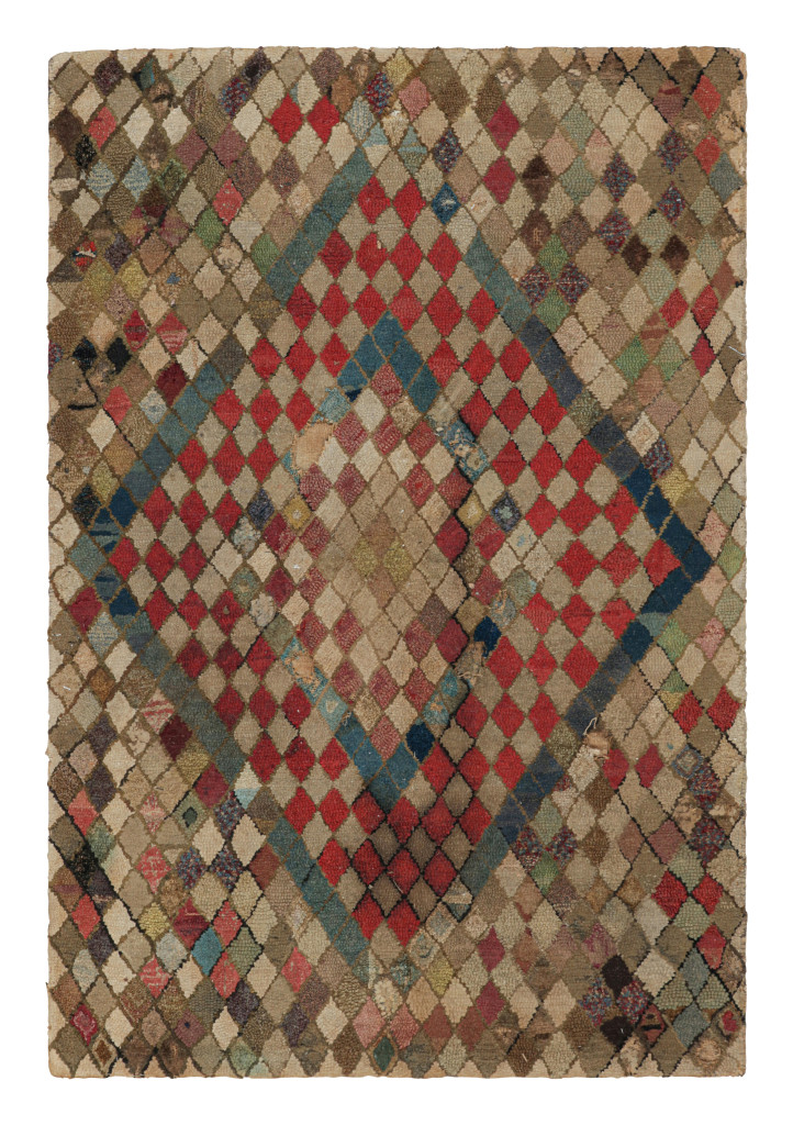 Antique Hooked Rug with Geometric Medallions and Patterns from Rug & Kilim
