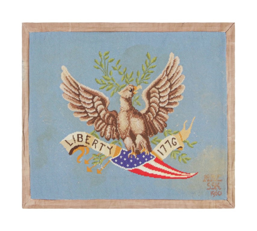 Vintage Needlepoint Pictorial Rug