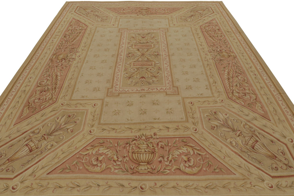 Aubusson Flatweave Rug with Pictorials and Floral Patterns