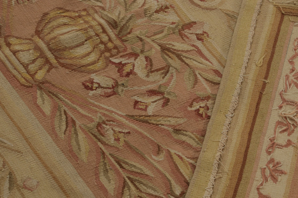 Aubusson Flatweave Rug with Pictorials and Floral Patterns