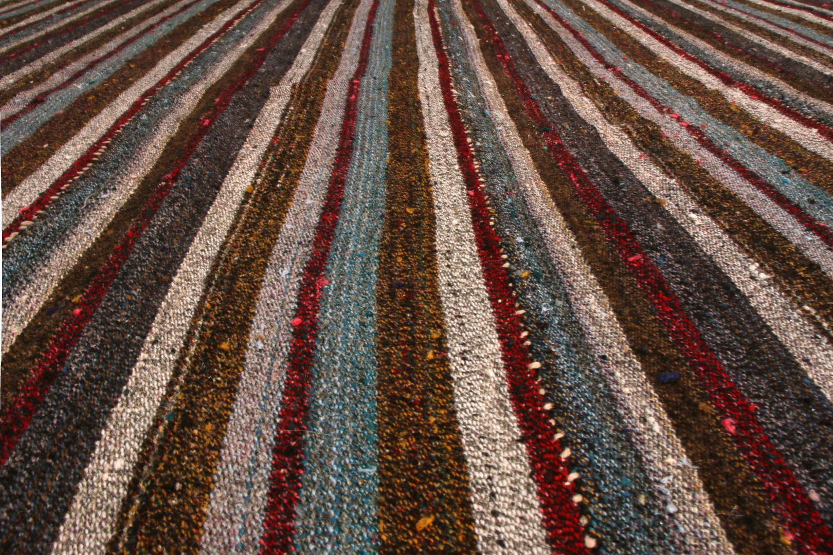 Vintage Mid-Century Kilim Striped Pattern