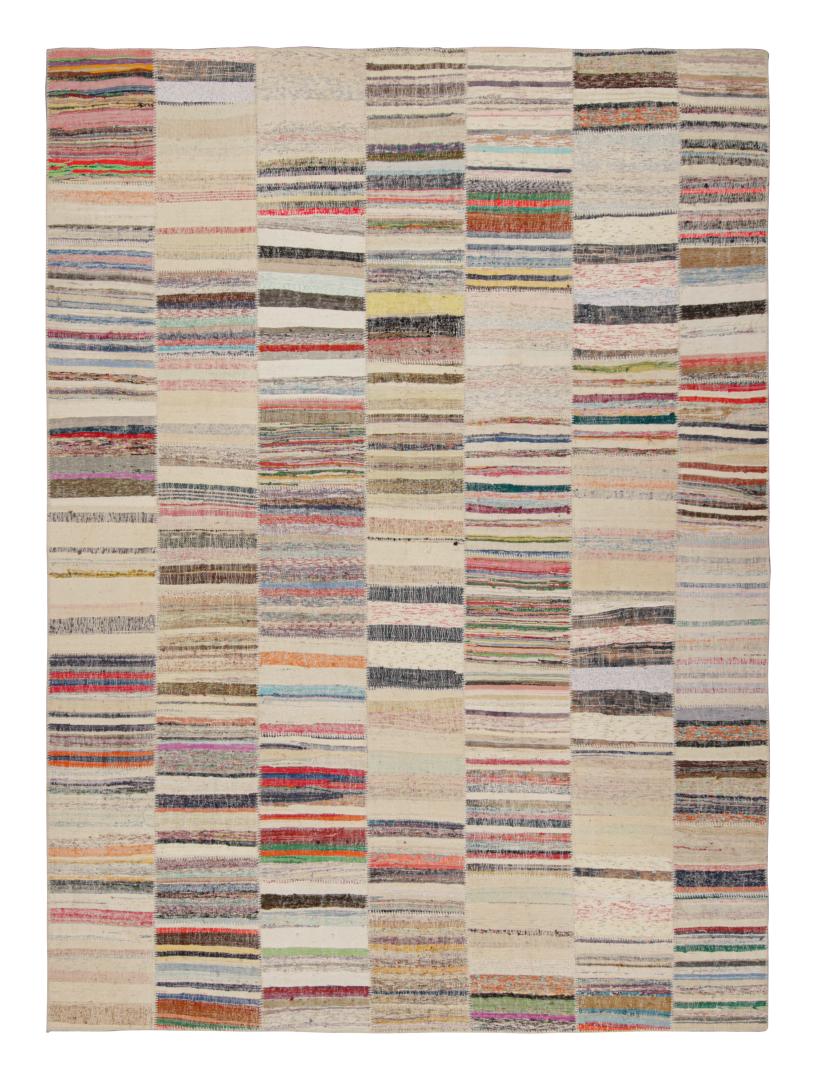 Oversized Patchwork Kilim Rug with Geometric Pattern