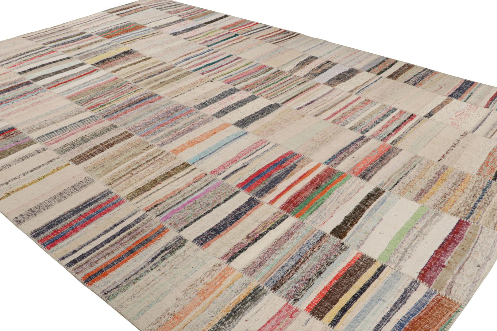 Oversized Patchwork Kilim Rug with Geometric Pattern
