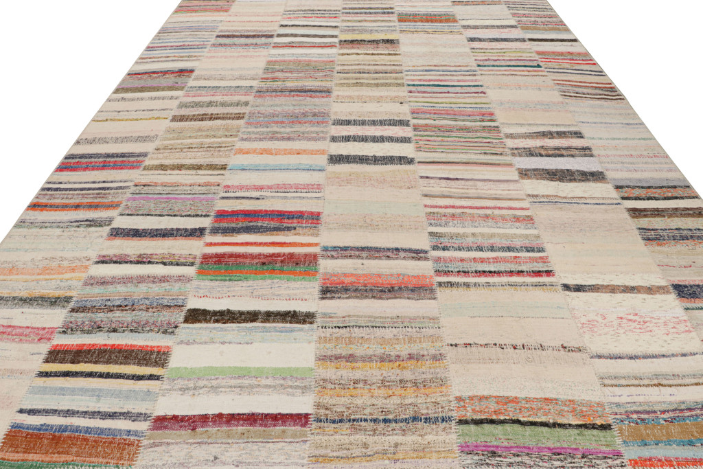 Oversized Patchwork Kilim Rug with Geometric Pattern