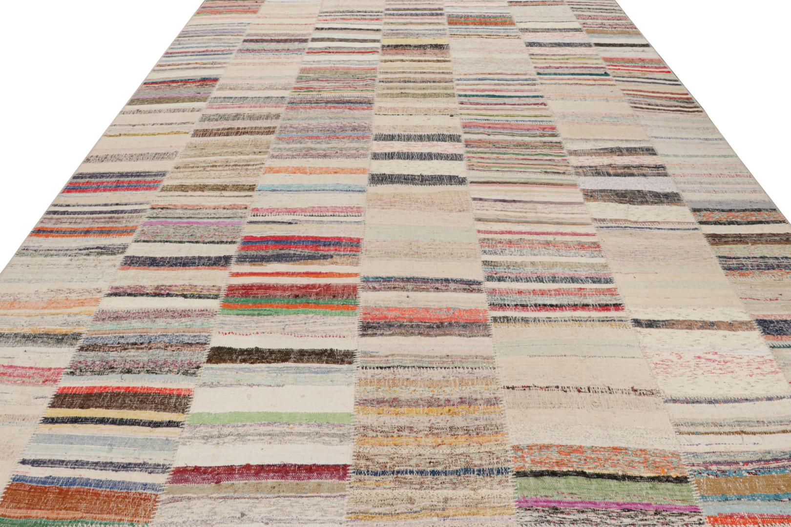 Oversized Patchwork Kilim Rug with Geometric Pattern