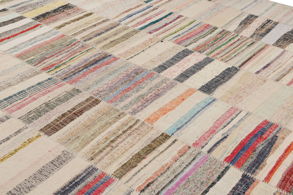 Oversized Patchwork Kilim Rug with Geometric Pattern