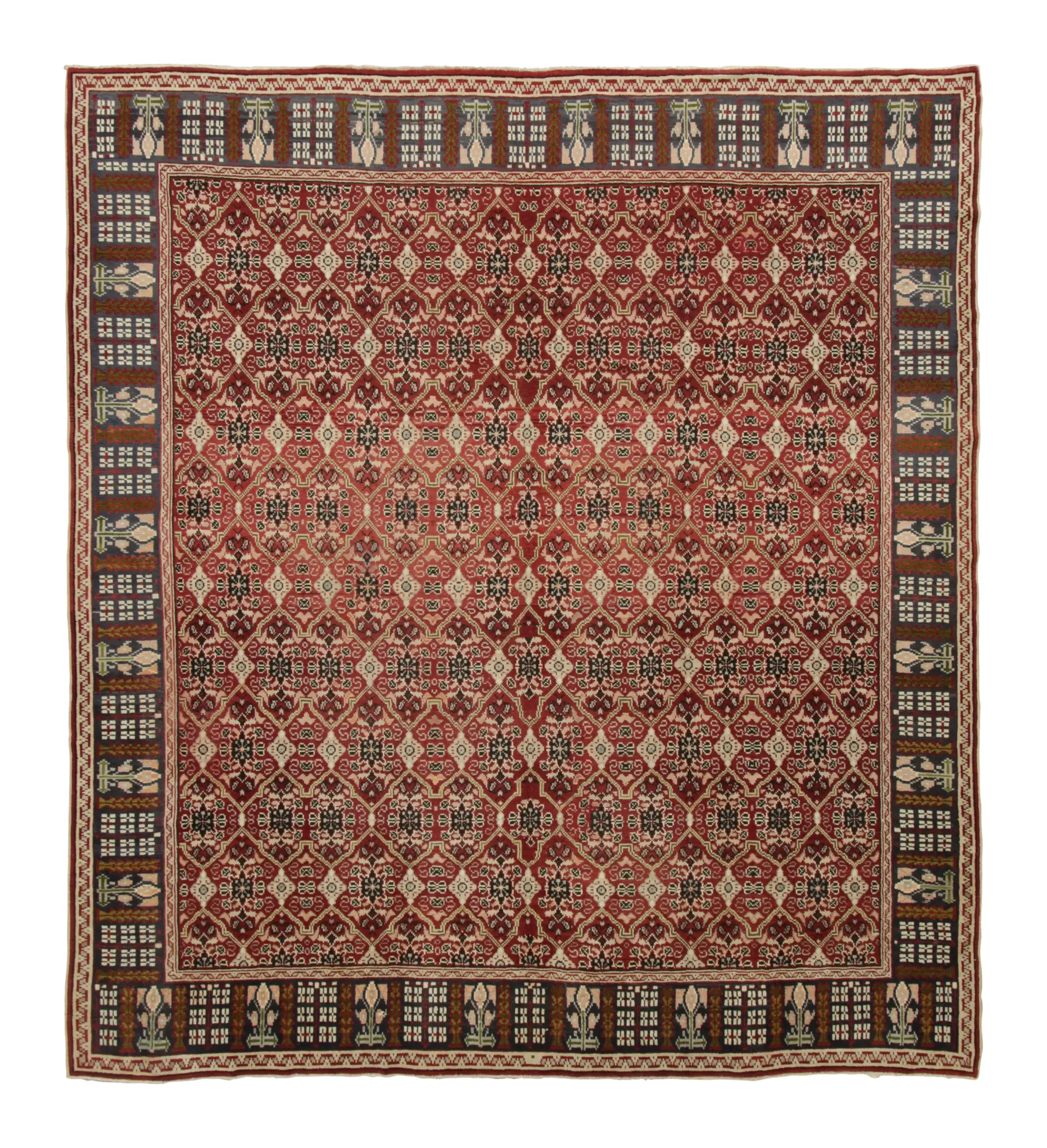 Antique English Axminster Square Rug