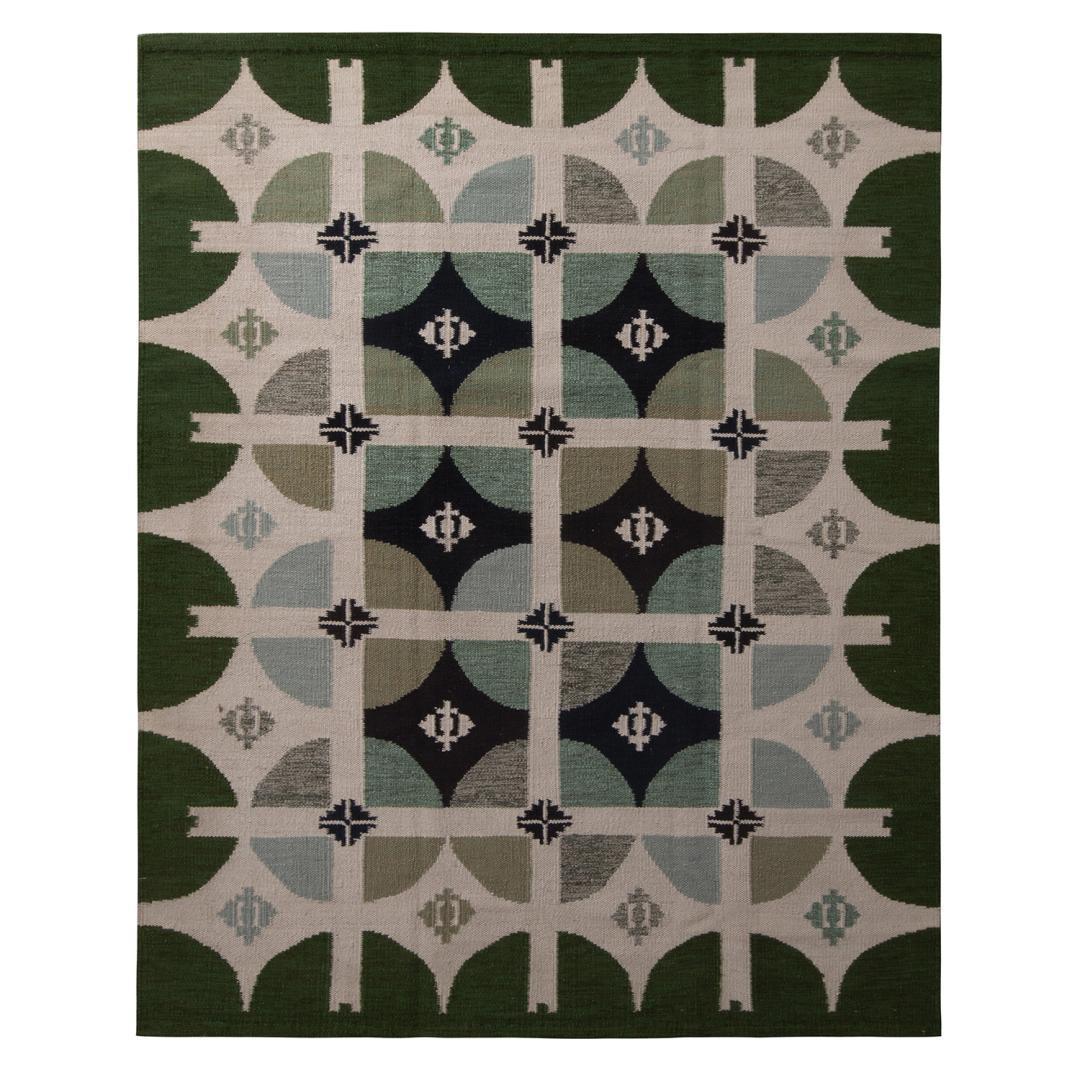 Green Scandinavian Style Flatweave
