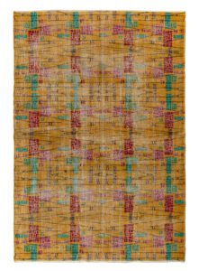 1960S VINTAGE ZEKI MUREN RUG IN IN GOLD RED TURQUOISE GEOMETRIC PATTERN 23344 7 6x10 10 1