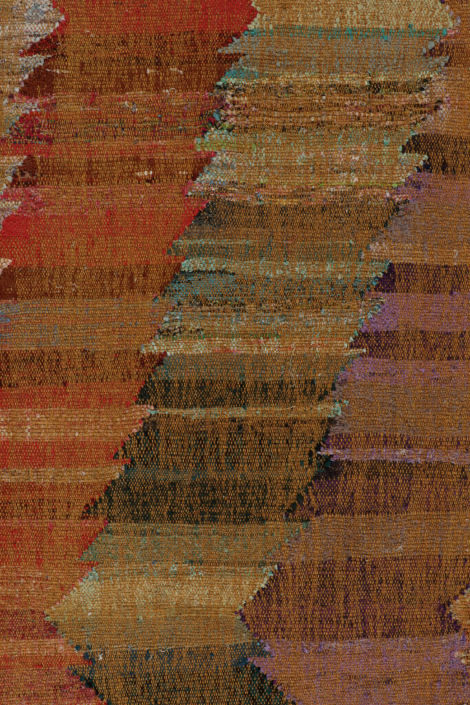 Modern Kilim Geometric Orange Multicolor Chevron Pattern 23366, available at Rug & Kilim