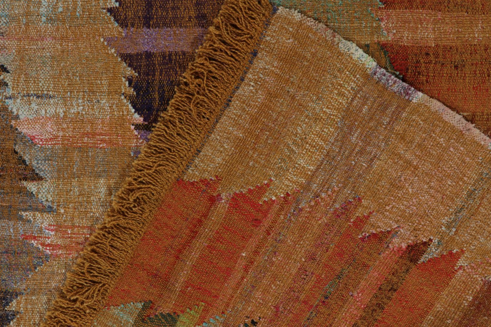 Modern Kilim Geometric Orange Multicolor Chevron Pattern 23366, available at Rug & Kilim