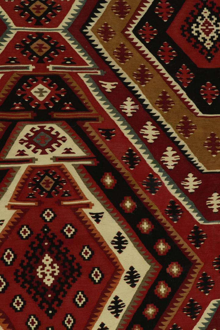 Handwoven Vintage Mid-Century Kilim Rug in Red Geometric All Over Pattern 23638, available at Rug & Kilim