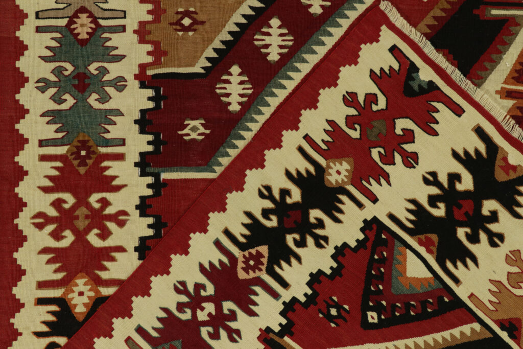 Handwoven Vintage Mid-Century Kilim Rug in Red Geometric All Over Pattern 23638, available at Rug & Kilim